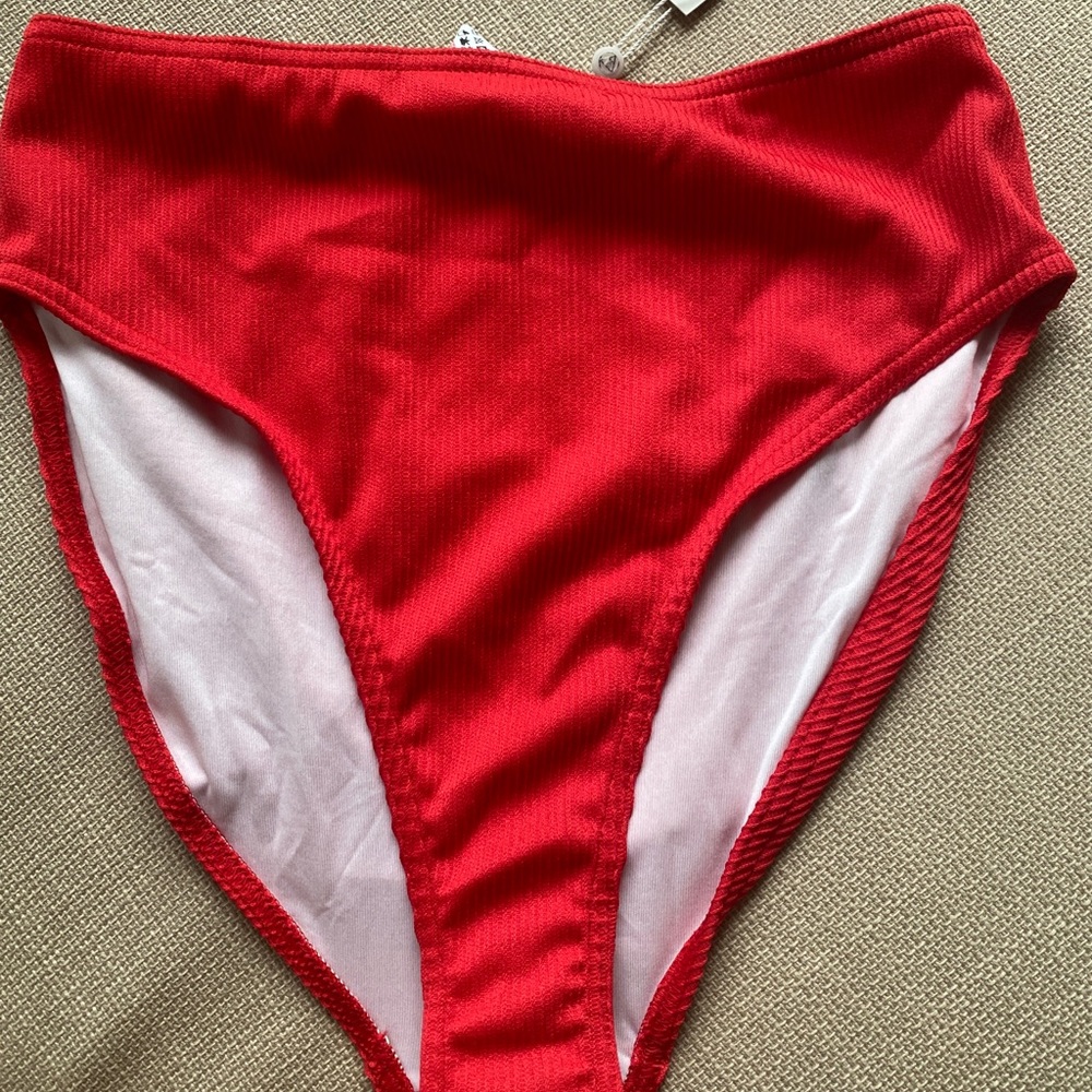 NWT missguided high waist high leg ribbed bikini